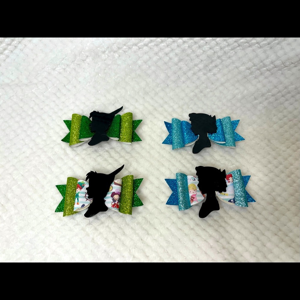 peter pan and wendy hair bows 2 pc set